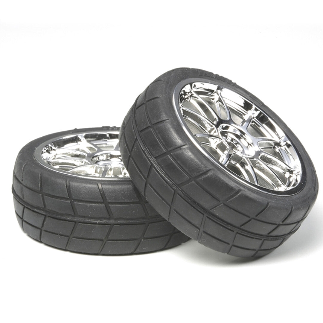 10-Spoke Metal Plated Wheel w/ Radial Tires (2Pcs)