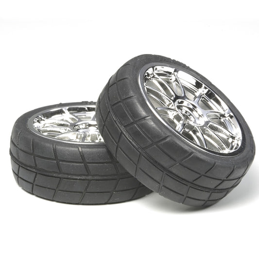 10-Spoke Metal Plated Wheel w/ Radial Tires (2Pcs)